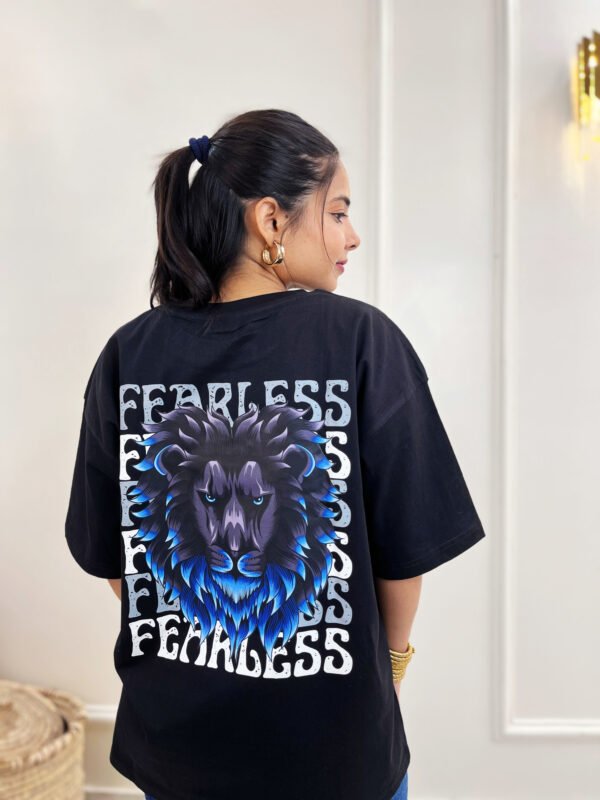 UNISEX FEARLSS LION BLACK OVERSIZED FIT TSHIRT - Image 4