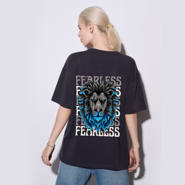 UNISEX FEARLSS LION BLACK OVERSIZED FIT TSHIRT - Image 2