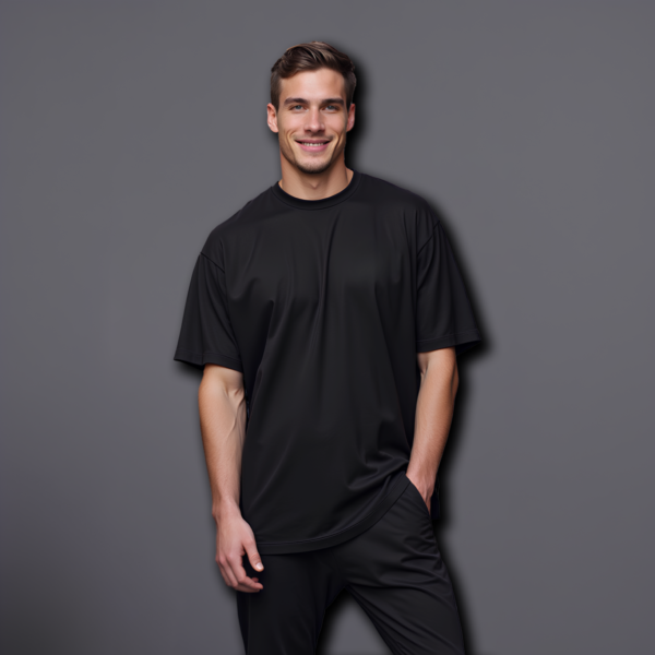 UNISEX PLAIN BLACK OVERSIZED FIT TSHIRT - Image 2