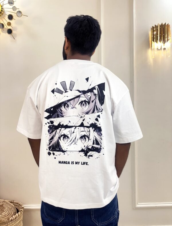 UNISEX MANGA WHITE OVERSIZED FIT TSHIRT - Image 2