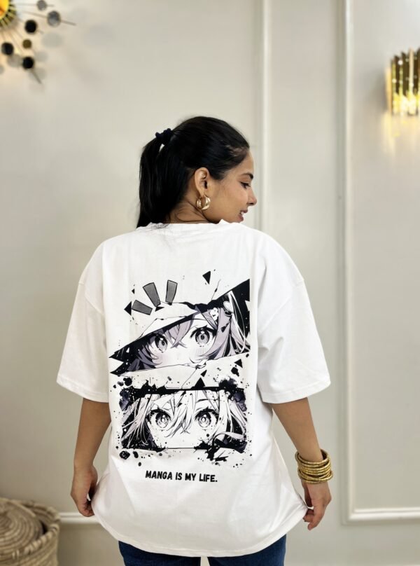 UNISEX MANGA WHITE OVERSIZED FIT TSHIRT - Image 4