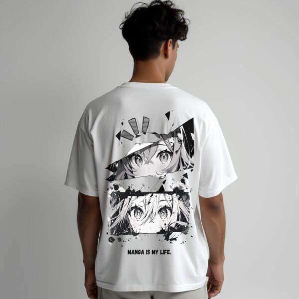 UNISEX MANGA WHITE OVERSIZED FIT TSHIRT - Image 3