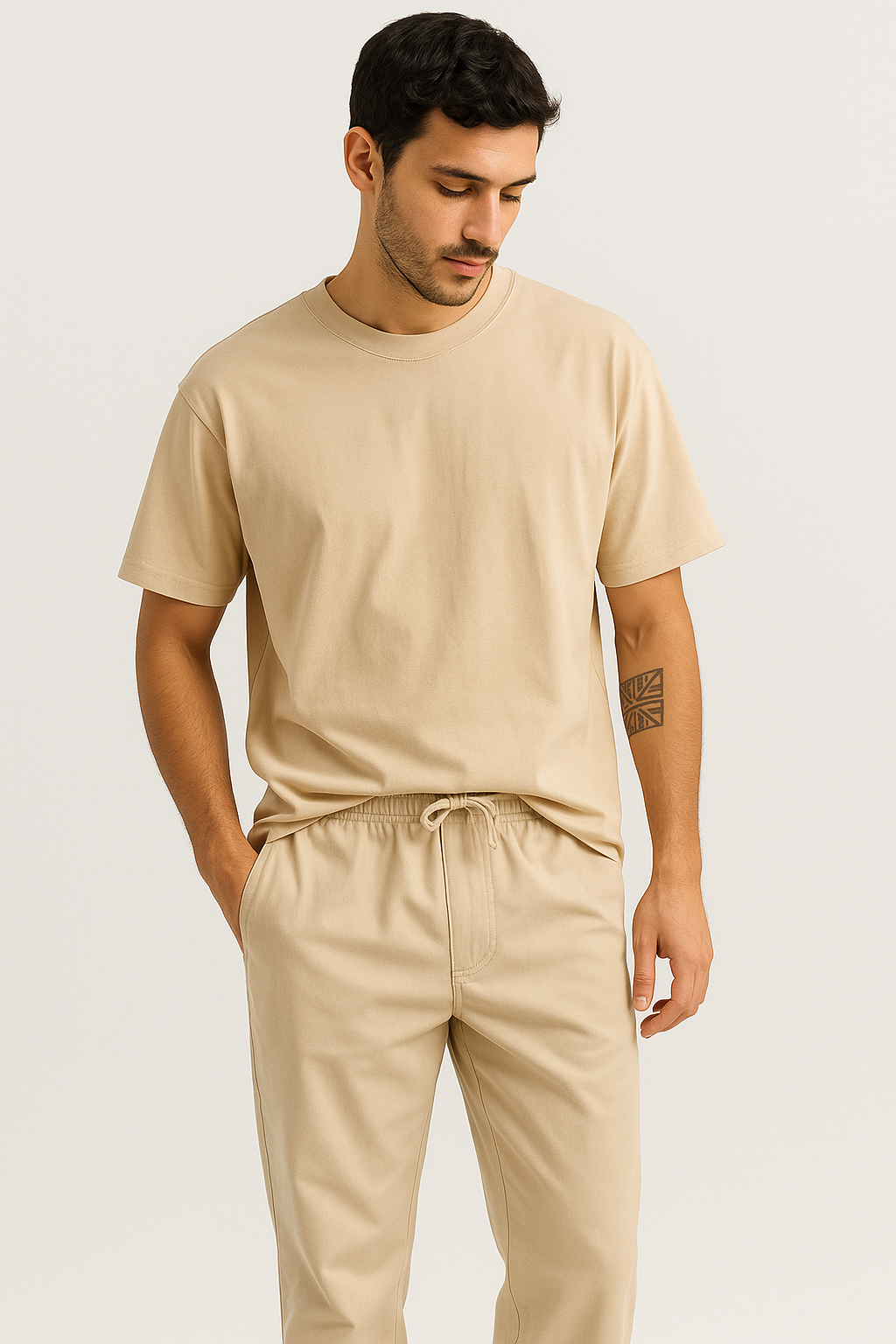 UNISEX PLAIN BEIGE OVERSIZED FIT TSHIRT